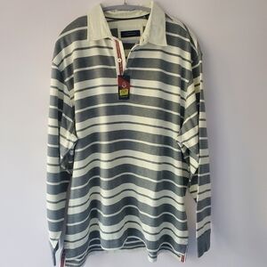 Roundtree & York Trademark Gray & White Men's Long Sleeve Cotton Shirt XL Casual